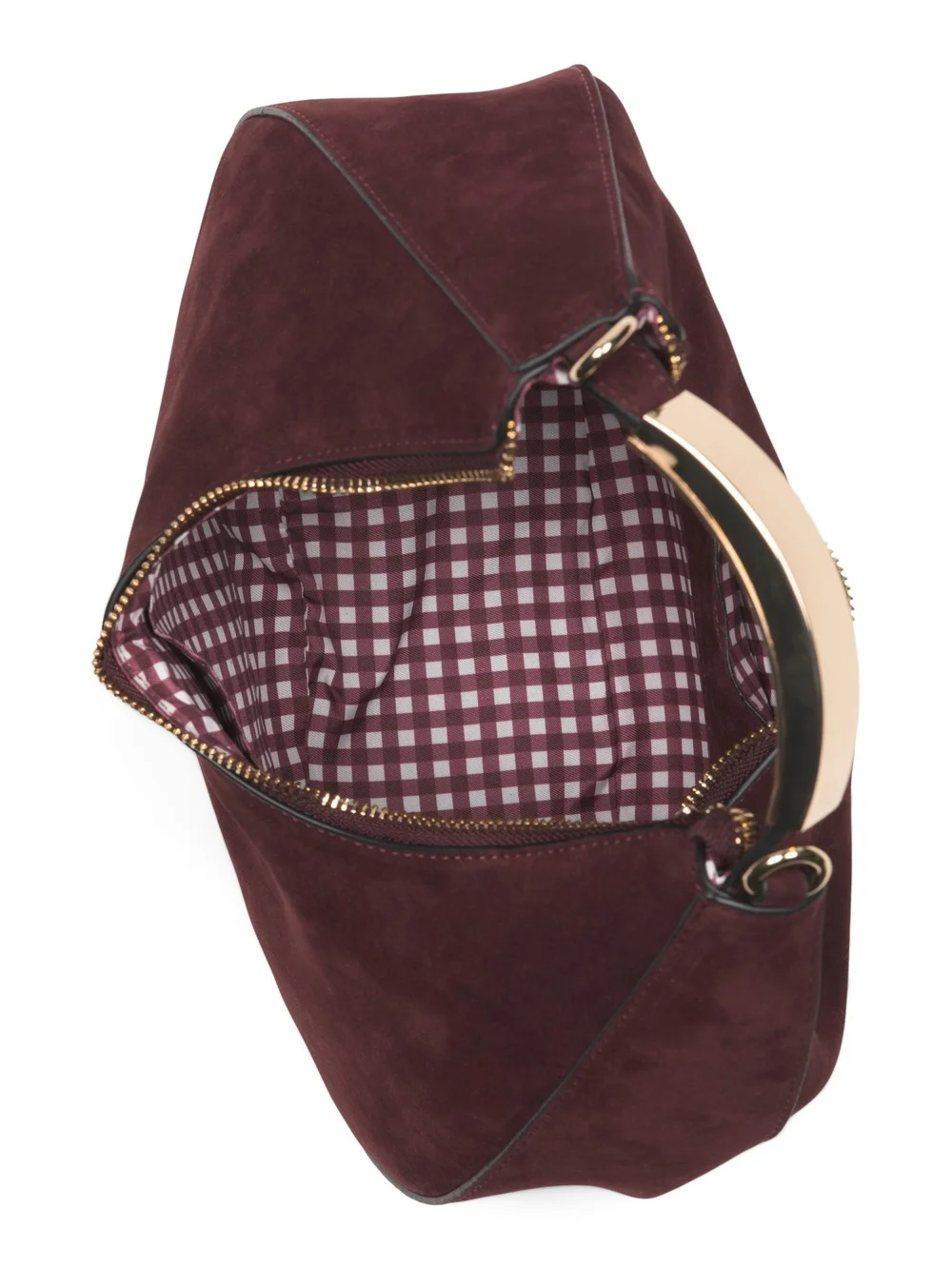 BCBGeneration Burgundy Suede Crescent Hobo Bag